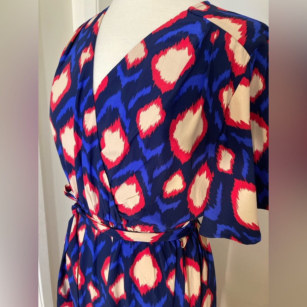 Vibrant ikat design midi dress